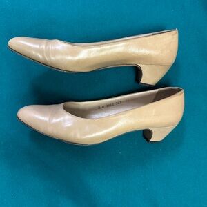 Tan Ferragamo Short Heels